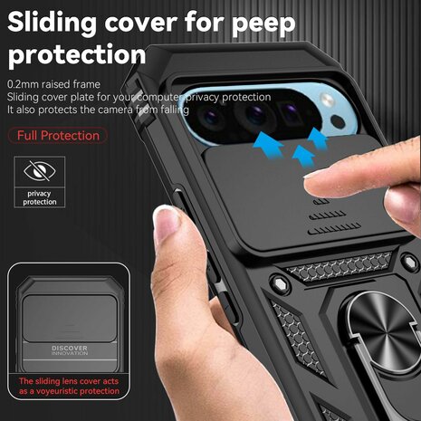 Pixel 9 Pro XL - Zwart - Kickstand Cover met Camera Bescherming