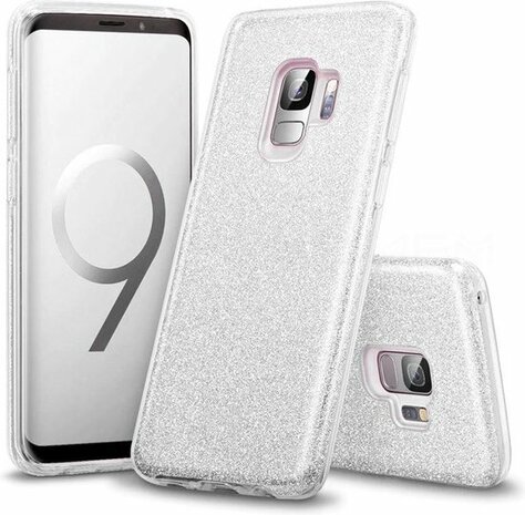 Samsung S9 Plus - Glitter Back Cover - Zilver