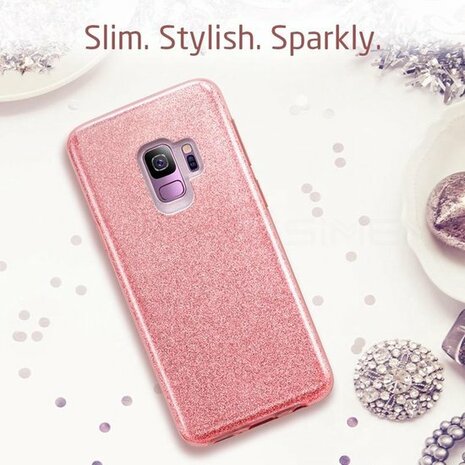 Samsung S9 Plus - Glitter Back Cover - Zilver