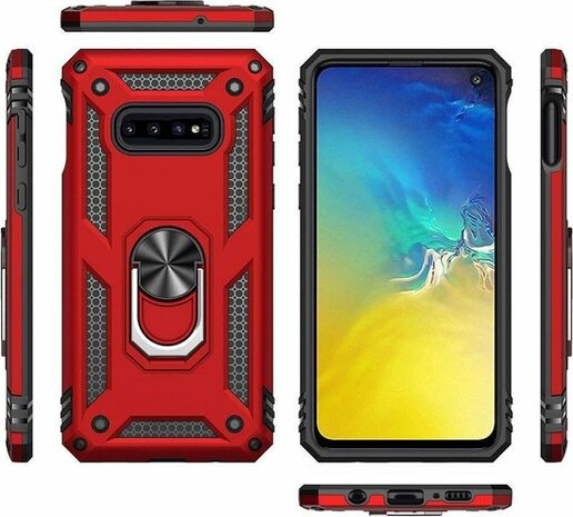 Samsung S10 - Armor met Kickstand Ring - Rood