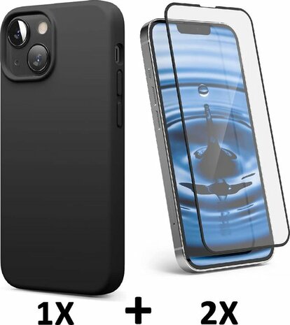 iPhone 13 Mini - Back Cover &amp; 2X Full Glas - Zwart