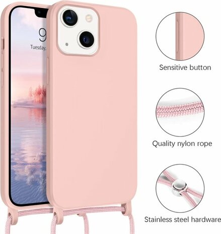 iPhone 14 Pro Max Roze - TPU Back Cover met Koord