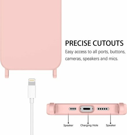 iPhone 14 Pro Max Roze - TPU Back Cover met Koord