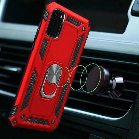 Samsung S20 - Armor met Kickstand Ring - Rood