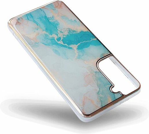 Samsung S22 Plus - Marmer Back Cover - Aqua