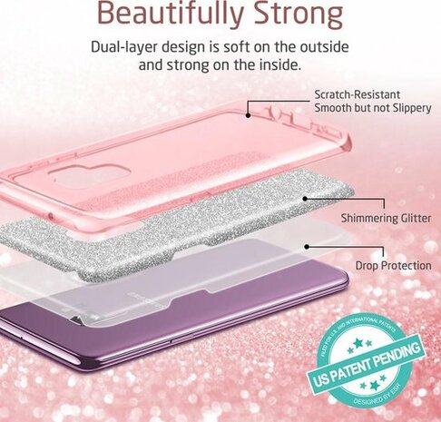 Samsung S9 Plus - Glitter Back Cover - Zwart