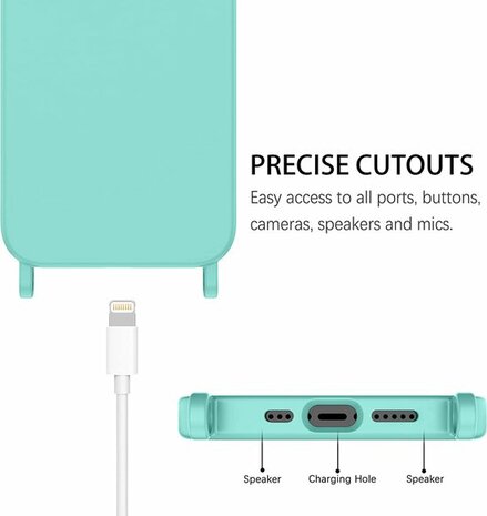 iPhone 14 Pro Max Turquoise - TPU Back Cover met Koord