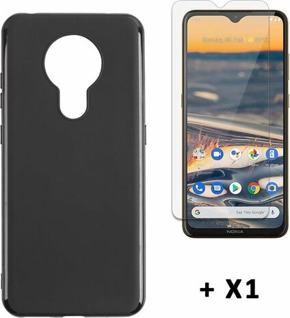 Nokia 5.3 - Back Cover &amp; Glas - Zwart