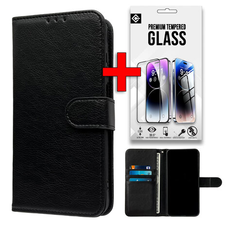 Motorola G15 - Zwart - Book Case &amp; Glas