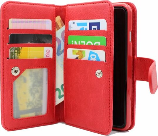 Samsung S9 - HQ Book Case met Extra Vakken - Rood