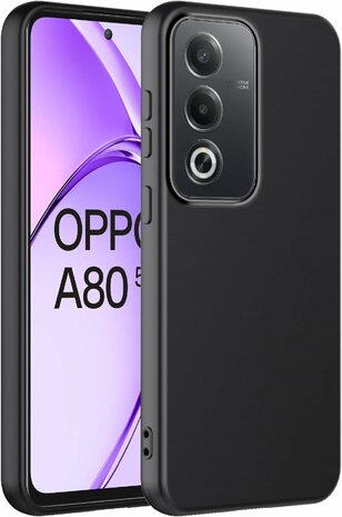 Oppo A80 - Siliconen Back Cover - Zwart