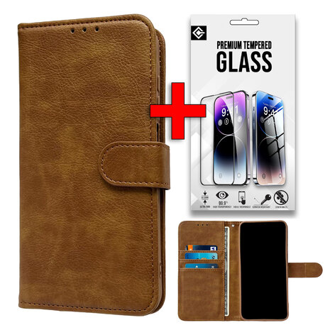 Motorola G15 - Bruin - Book Case &amp; Glas