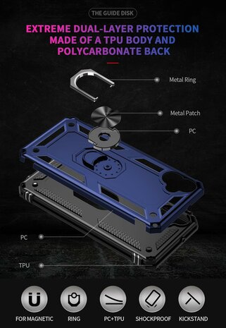 Samsung A06 - Blauw - Kickstand Amor Back Cover