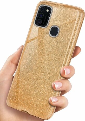 Samsung A20S - Glitter Back Cover - Goud