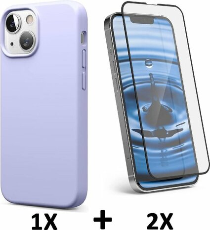 iPhone 13 Mini - Back Cover &amp; 2X Full Glas - Paars