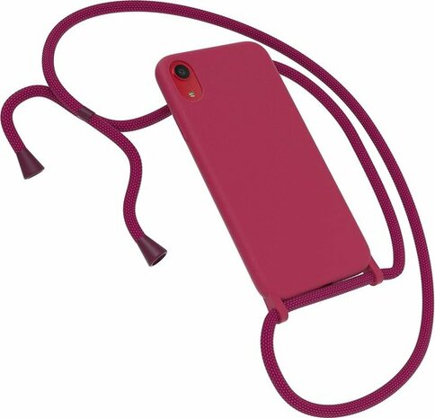 iPhone XR Bordeaux Rood - TPU Back Cover met Koord