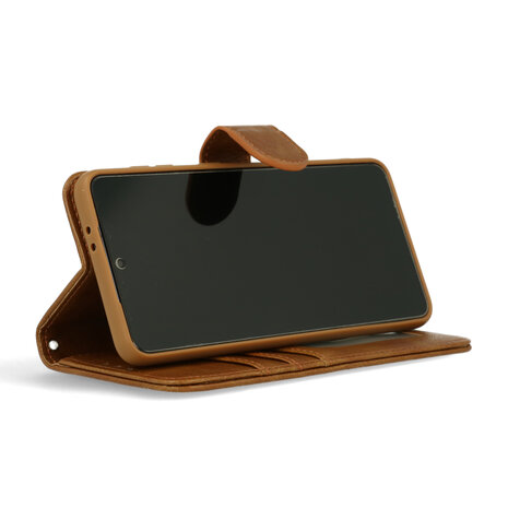 iPhone 15 Pro - Book Case &amp; Glas - Bruin