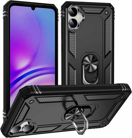 Samsung A06 - Zwart - Kickstand Amor Back Cover