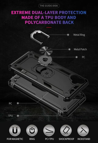 Samsung A06 - Zwart - Kickstand Amor Back Cover