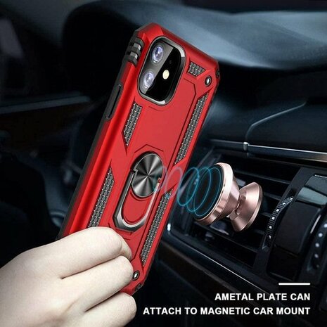 iPhone 11 - Armor met Kickstand Ring - Rood