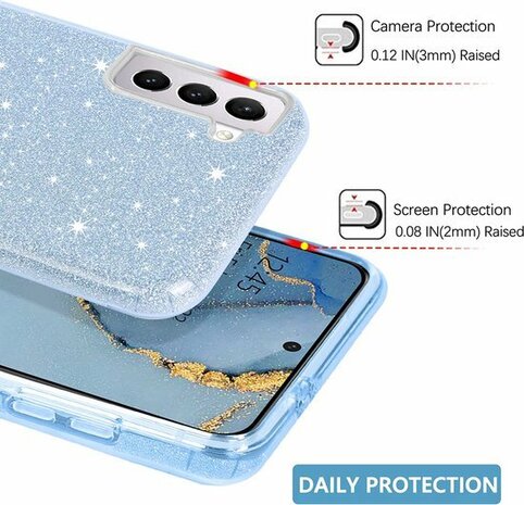 Samsung S22 Plus - Glitter Back Cover - Blauw