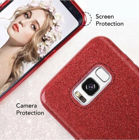 Samsung S8 - Glitter Back Cover - Rood