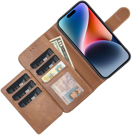 Samsung A15 - Bruin - 2 in 1 HQ Book Case met Extra Vakken