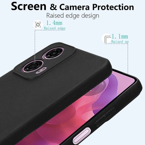 Moto G35 - Siliconen Back Cover &amp; 2x Glas - Zwart