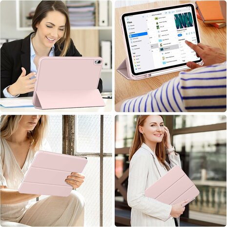 iPad 2025 &amp; 2022 (11/10 Gen) - Roze - Smart Cover met Pen Slot