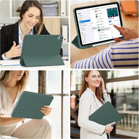 iPad 2025 &amp; 2022 (11/10 Gen) - Groen - Smart Cover met Pen Slot